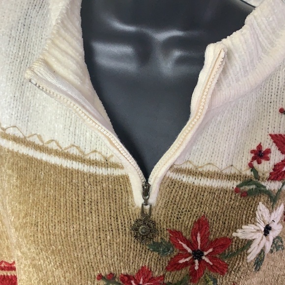 Vintage🧚‍♀️Alfred Dunner Beautiful Poinsettia Multicoloured Sweater Size L - Picture 5 of 14